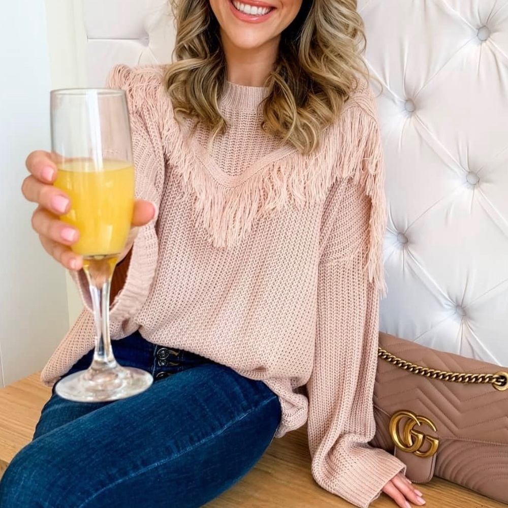 Pink Fringe Sweater